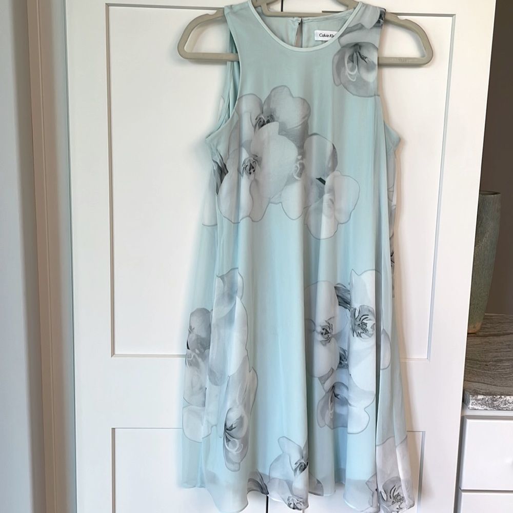 Calvin Klein mint green and gray swing dress Women’s size 4